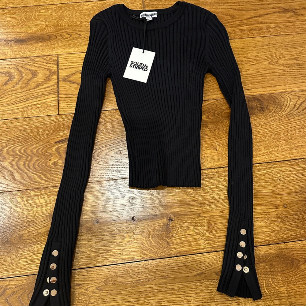 Solid & Striped Black Ribbed Top - image 1